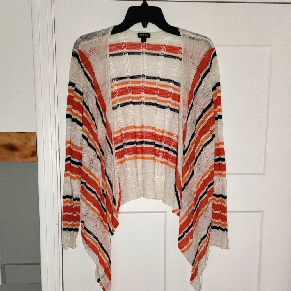 Torrid. Striped Orange/white/Navy Overpiece. 2